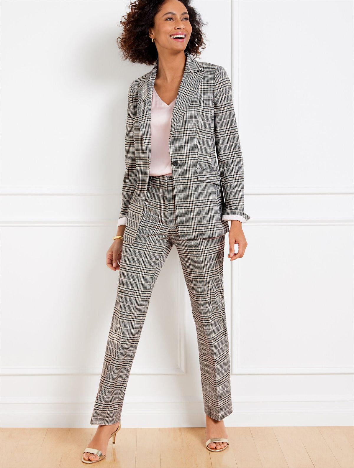 LAKE GLEN PLAID STRAIGHT LEG PANTS | Talbots