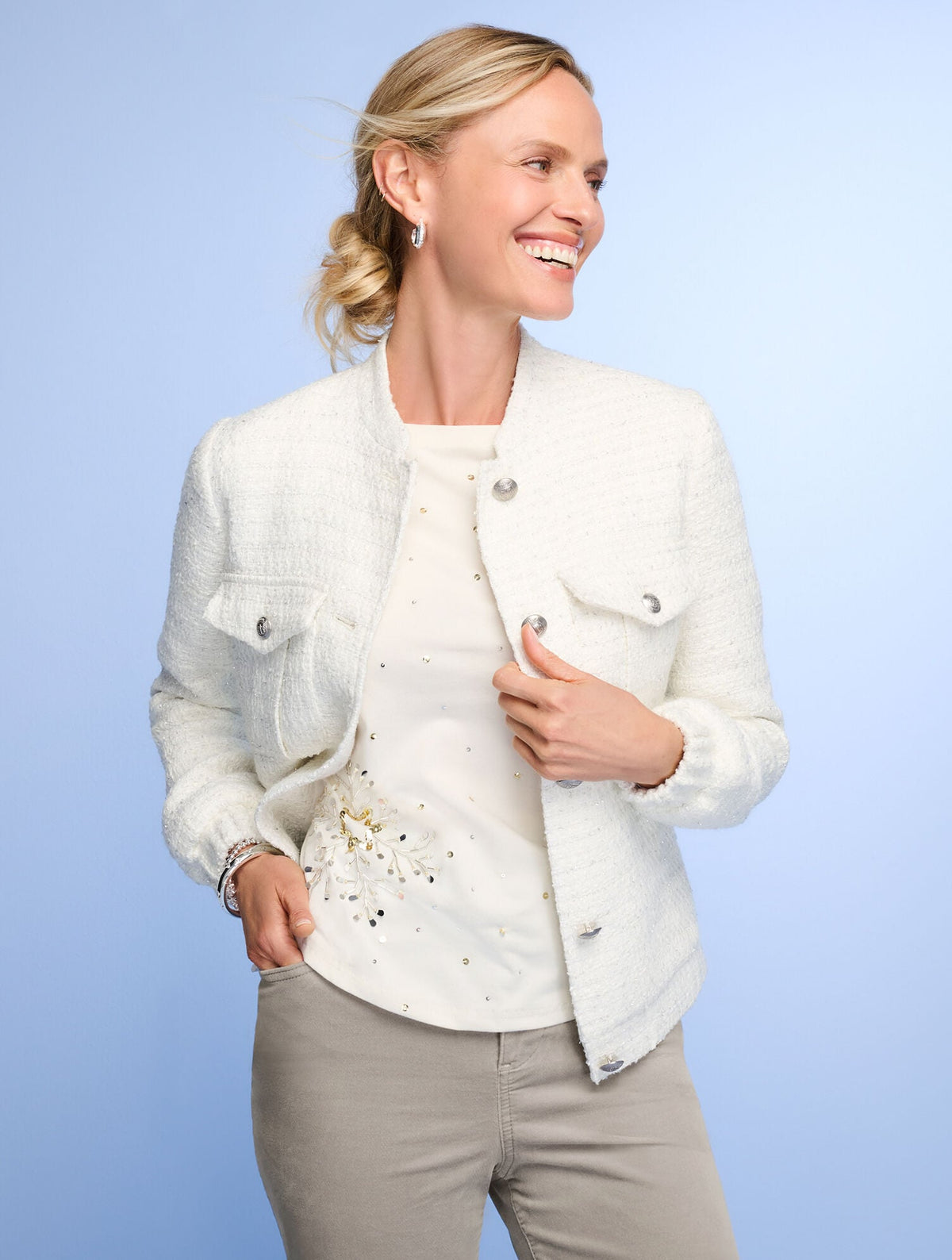 EMBELLISHED CREWNECK TEE - SNOWFLAKE | Talbots