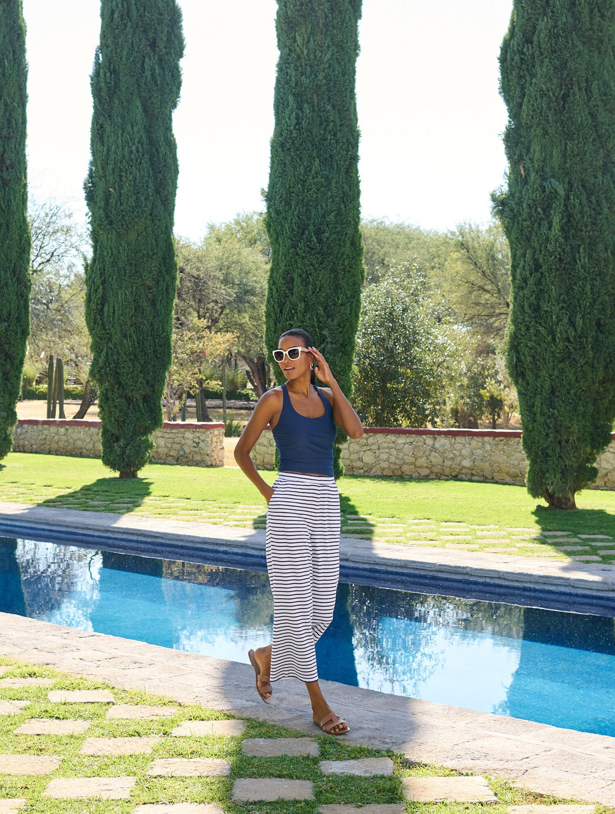 AQUA CLUB TERRY PANT COVER-UP - STRIPE | Talbots