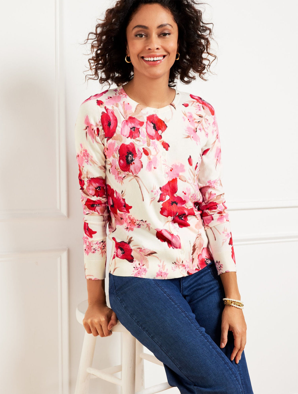 CHARMING CARDIGAN - WATERCOLOR BOUQUETS | Talbots