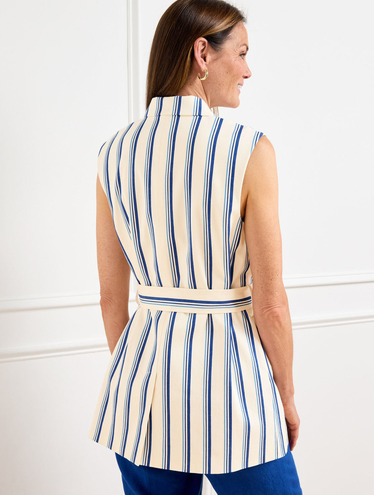 BELTED VEST - BEACH STRIPE | Talbots