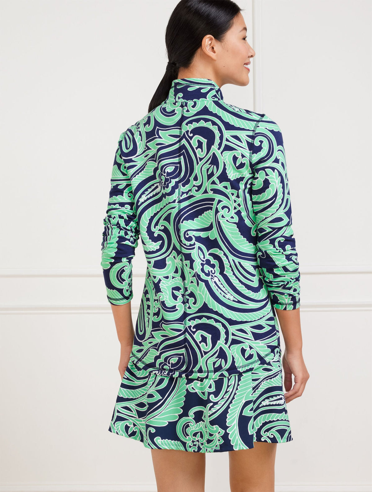 MODAL FRENCH TERRY HALF-ZIP PULLOVER - IMPRESSIVE PAISLEY | Talbots