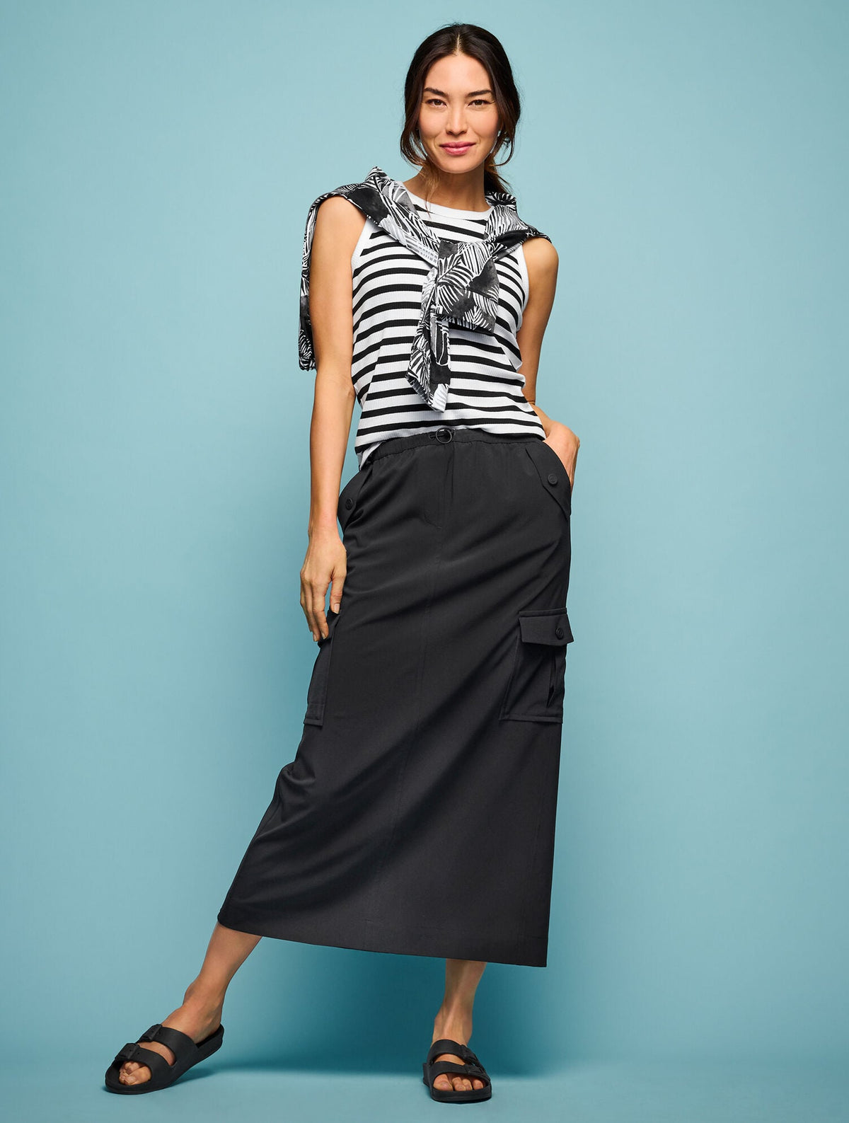 DRAWCORD HEM PULLOVER - BREEZY PALMS | Talbots