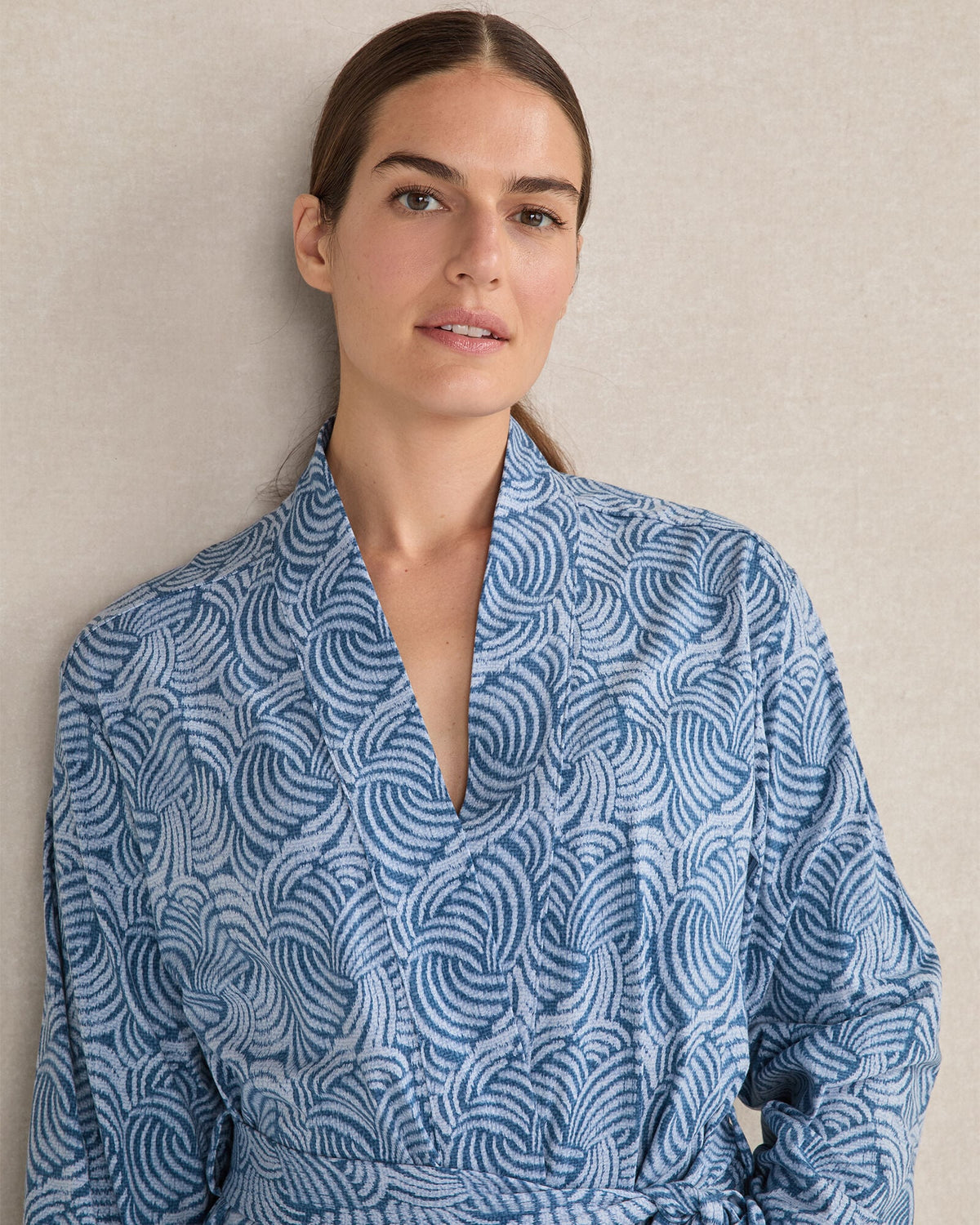ORGANIC COTTON JERSEY ABSTRACT WAVE ROBE | Talbots