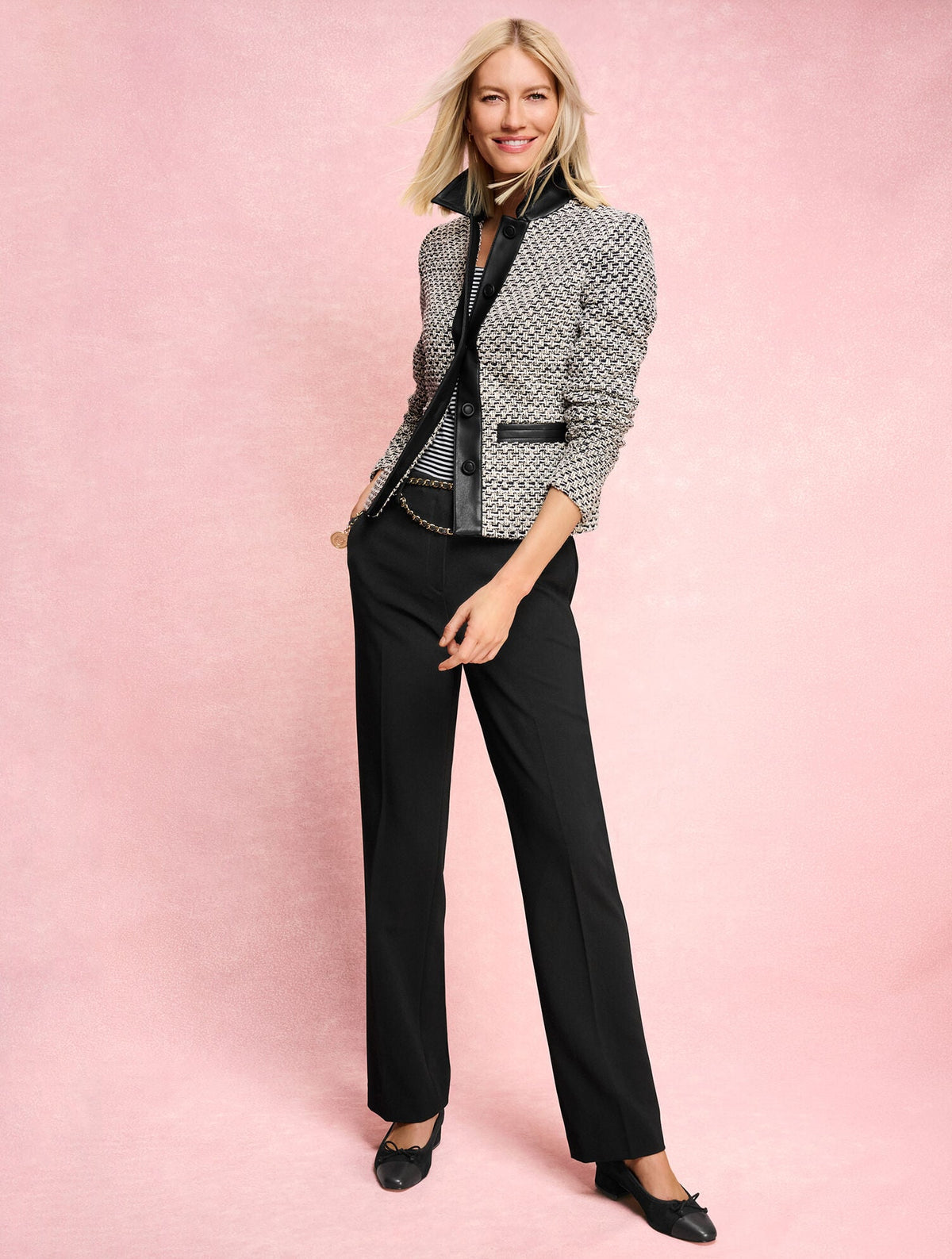 FAUX LEATHER TWEED JACKET | Talbots
