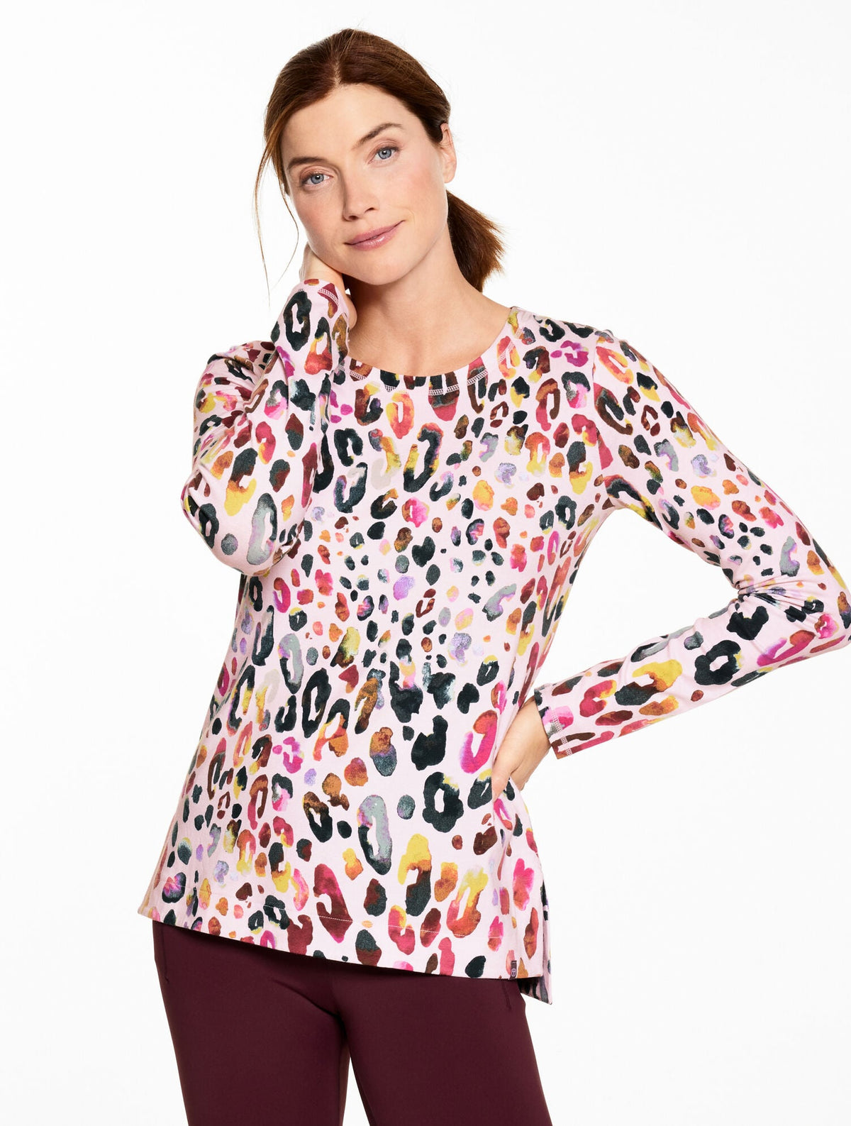 SUPERSOFT JERSEY CREWNECK TEE - WATERCOLOR LEOPARD | Talbots