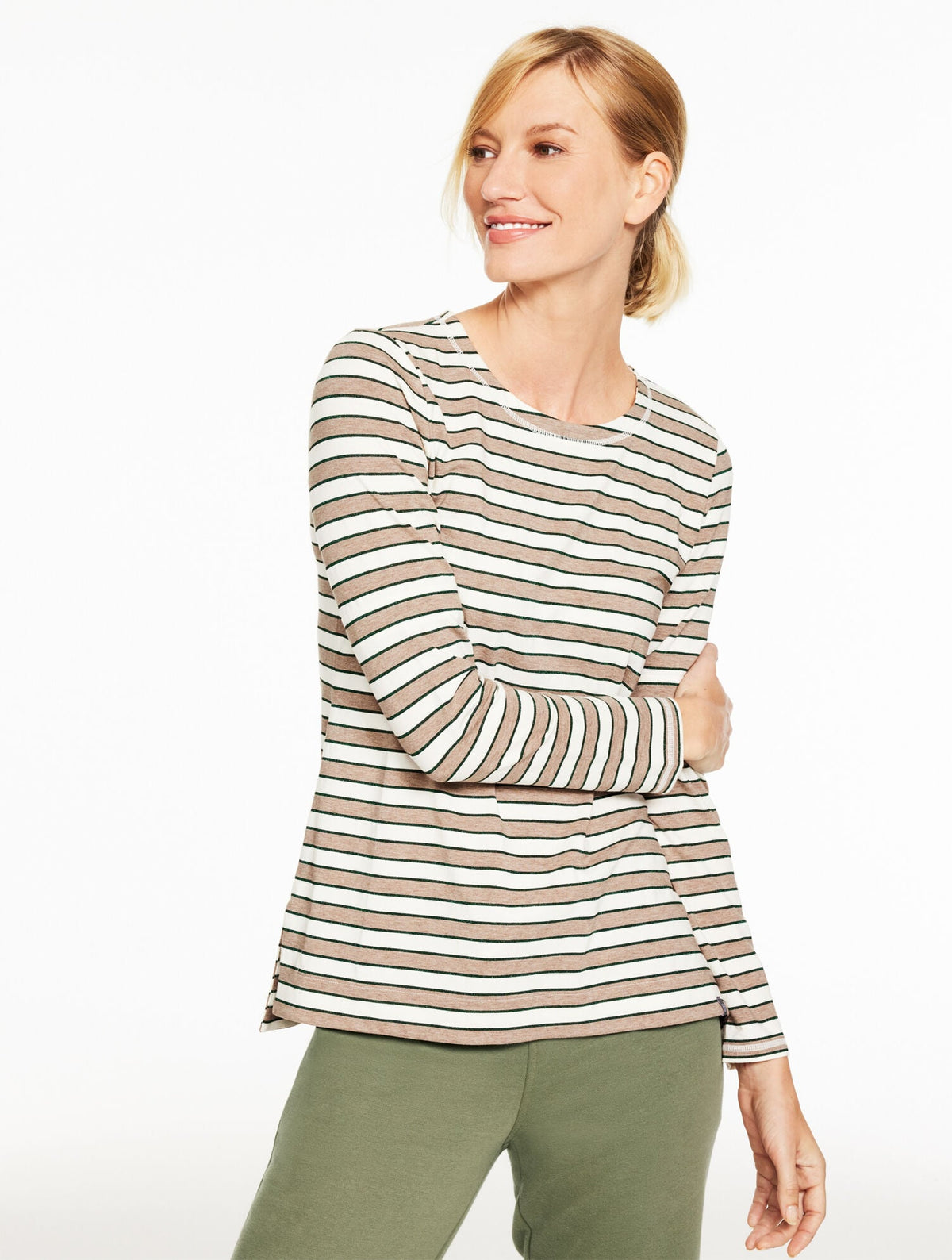 SUPERSOFT JERSEY CREWNECK TEE - BATTERSEA STRIPE | Talbots