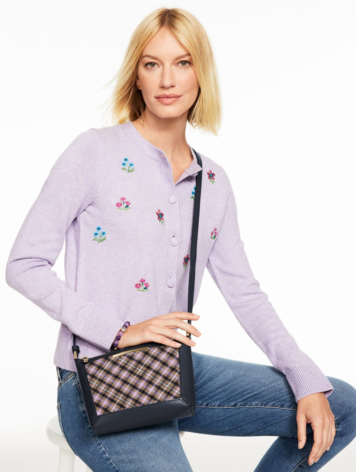 DARCY LEATHER PEMBERLEY PLAID CROSSBODY BAG | Talbots