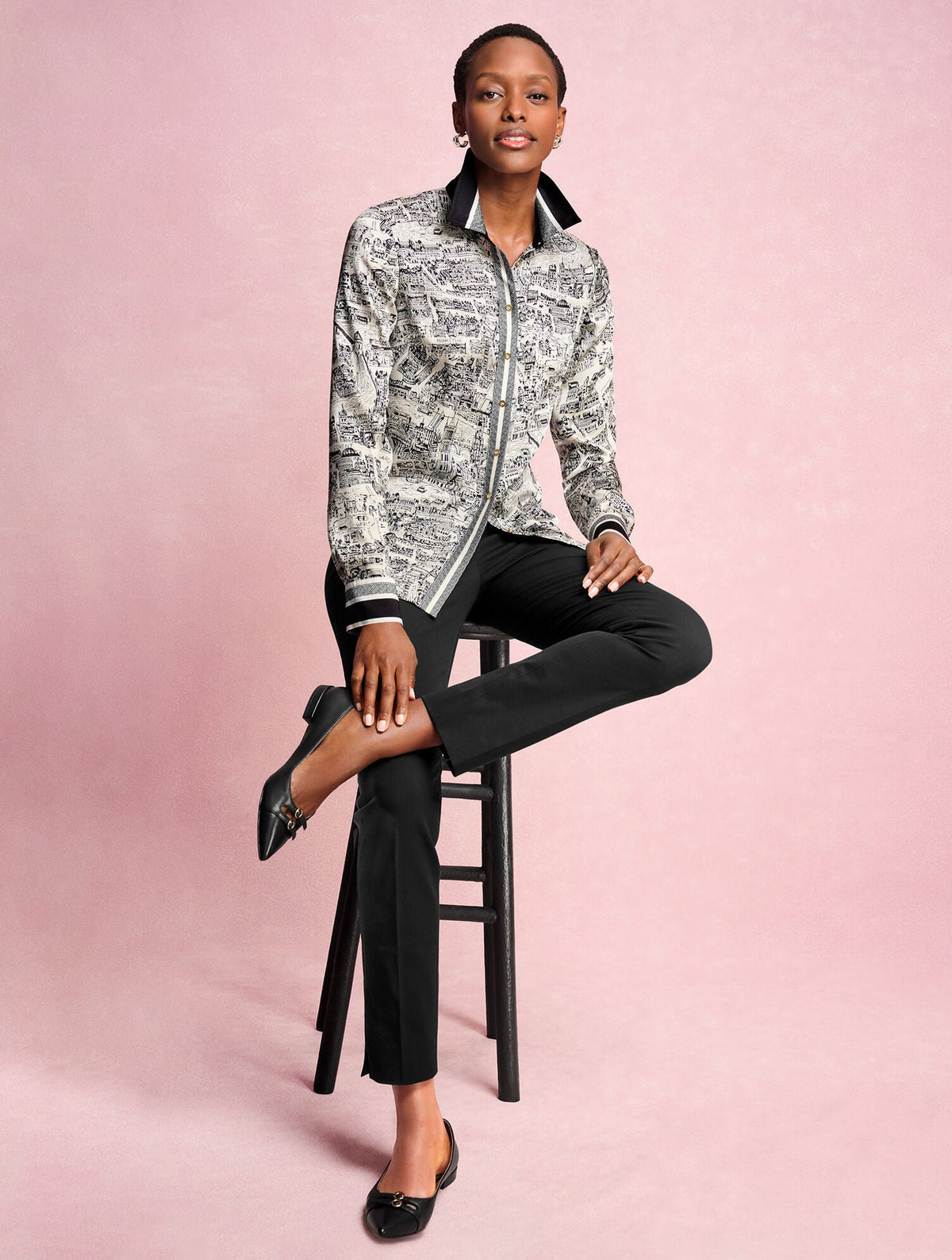 BUTTON FRONT SHIRT - LONDON MAP | Talbots