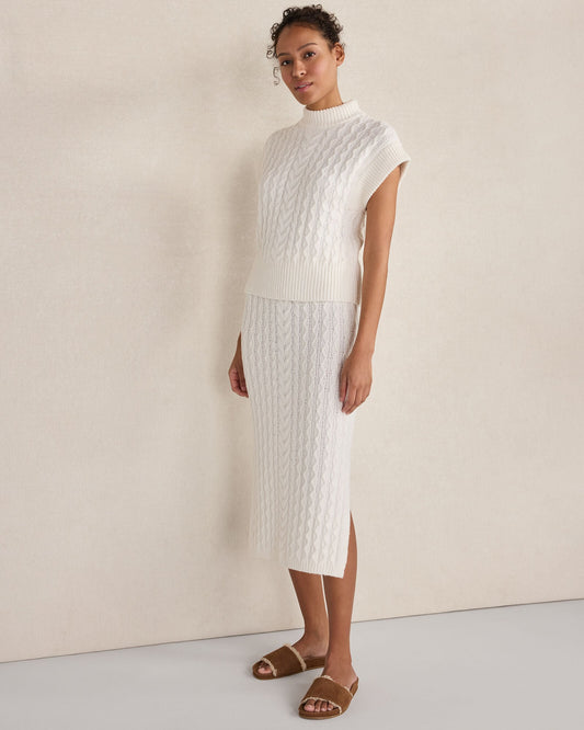 ORGANIC COTTON BLEND CABLE MIDI SKIRT | Talbots