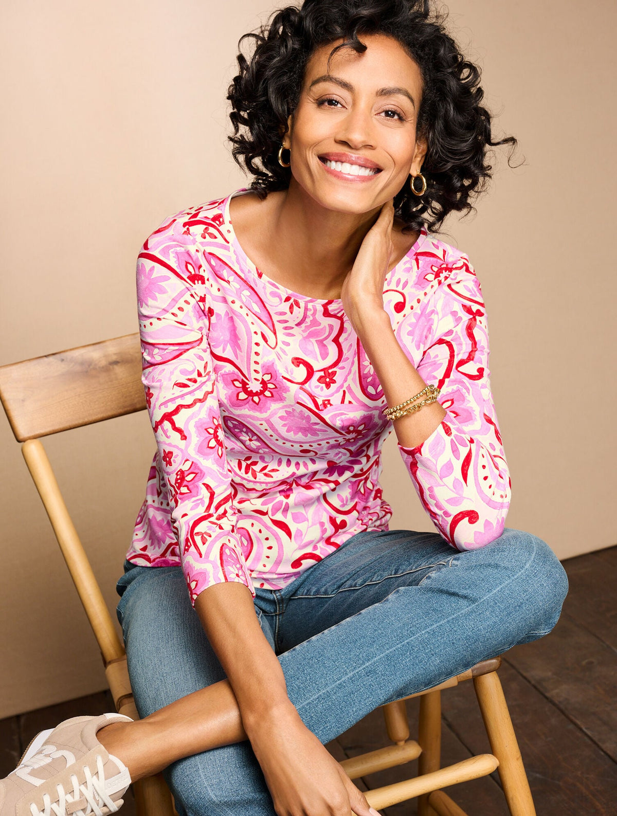 BATEAU NECK TEE - PRANCING PAISLEY | Talbots