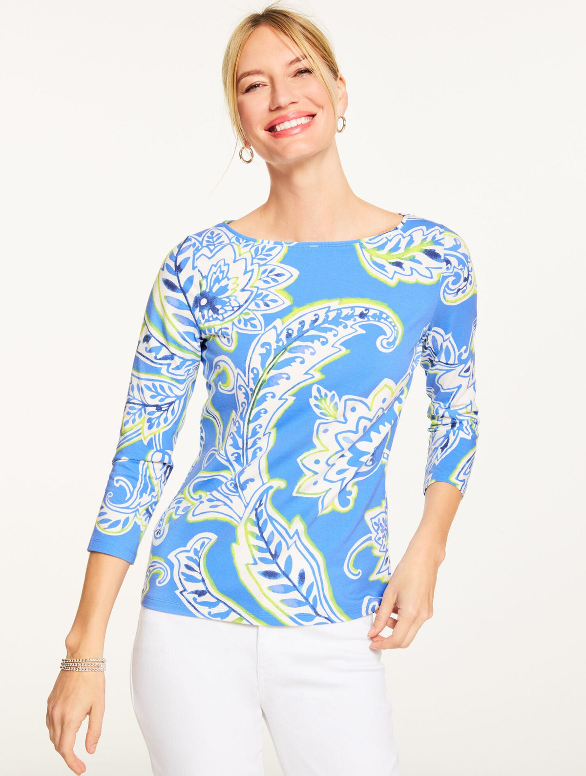 BATEAU NECK TEE - BLOSSOM PAISLEY | Talbots