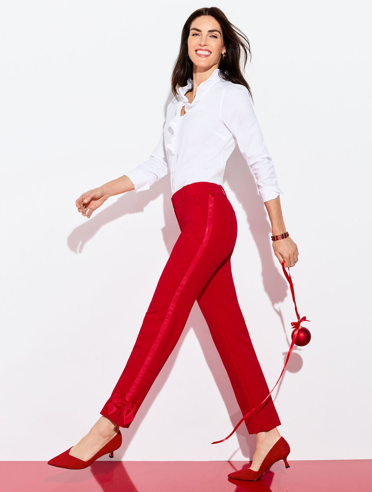 TALBOTS HAMPSHIRE LIGHTWEIGHT DOUBLE CLOTH STRAIGHT ANKLE PANTS - BOW | Talbots