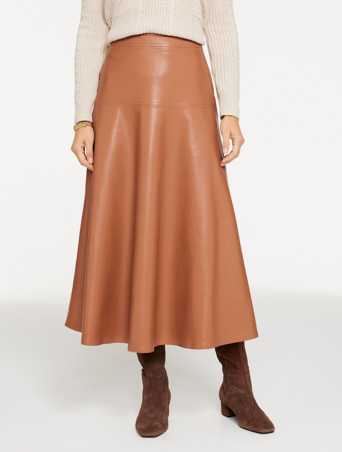 FAUX LEATHER FIT & FLARE SKIRT | Talbots