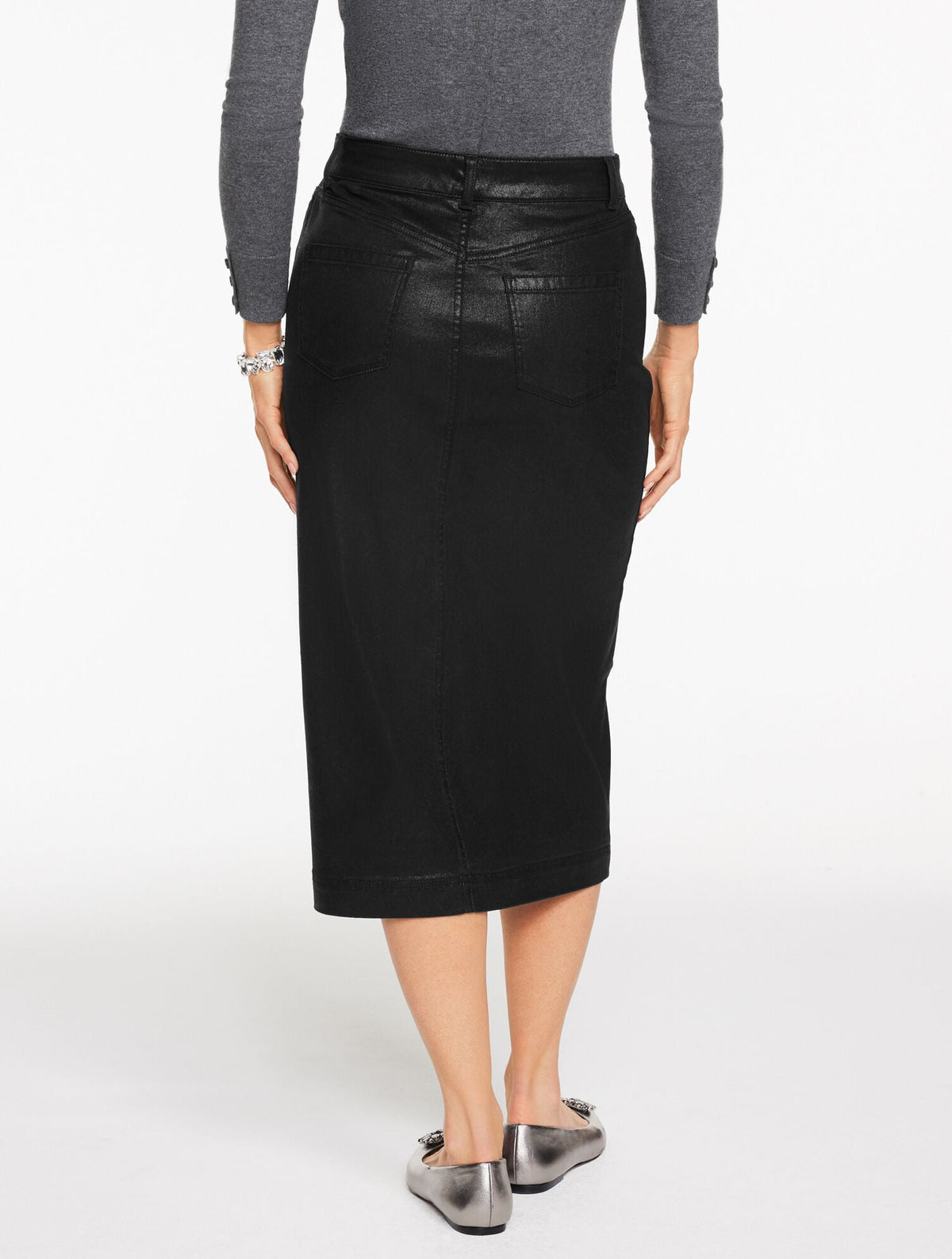 DENIM MIDI SKIRT - LIGHT FOIL | Talbots