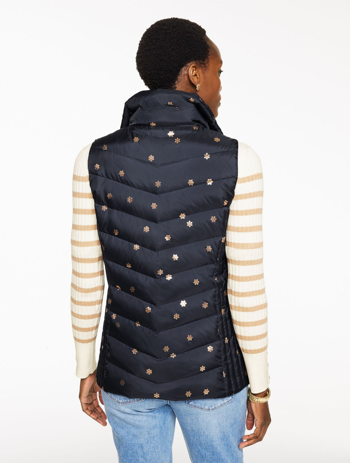 DOWN PUFFER VEST - SCATTERED SNOWFLAKES | Talbots