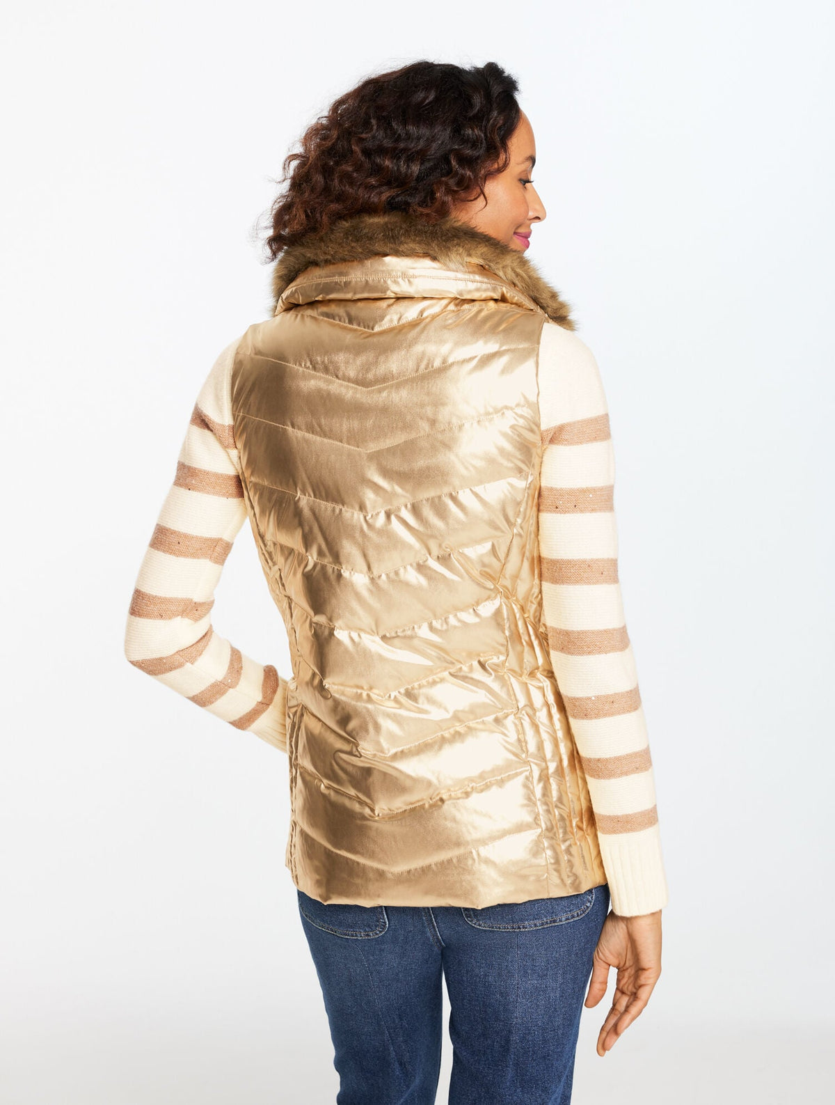 QUILTED PUFFER VEST - METALLIC | Talbots