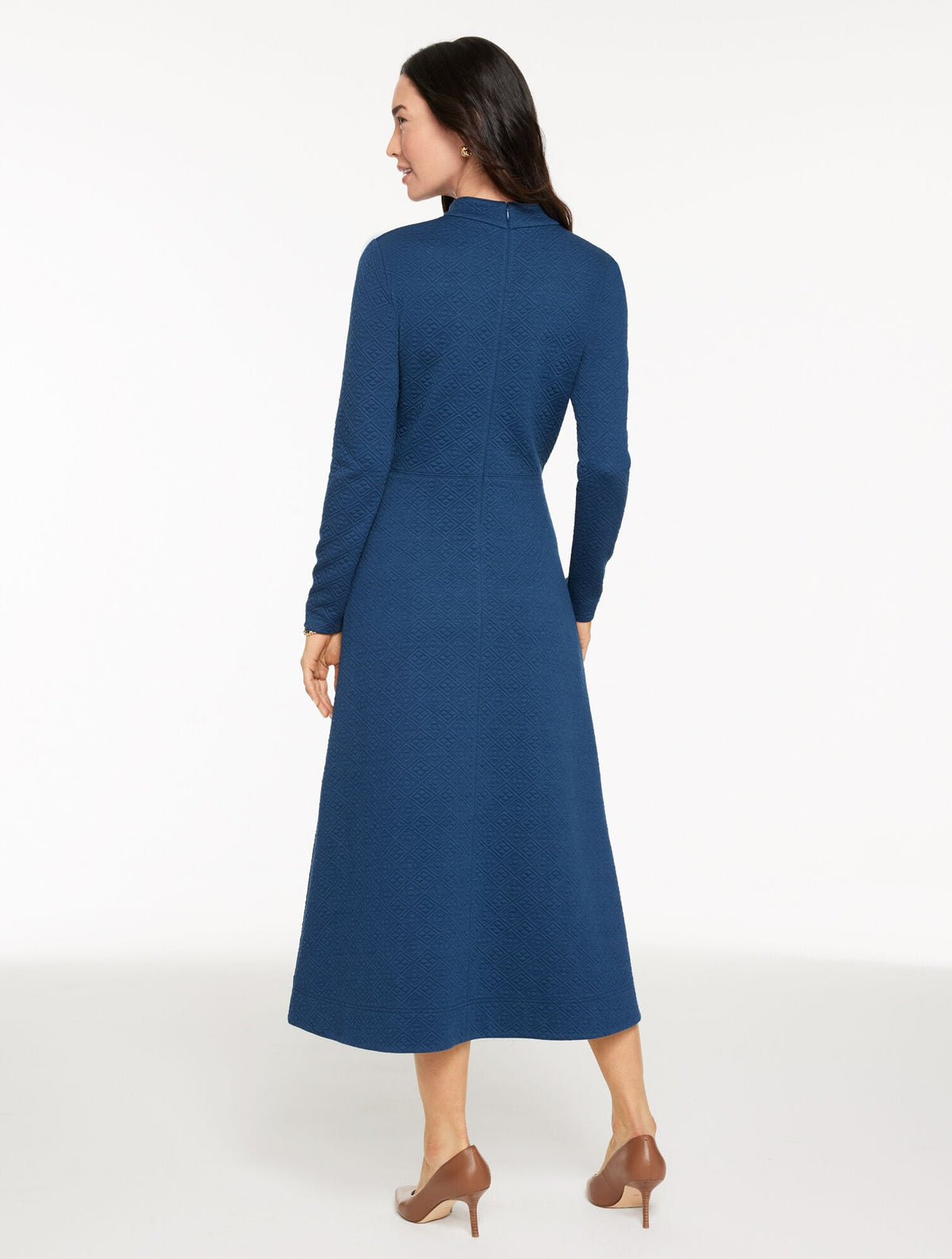 DIAMOND JACQUARD FIT & FLARE DRESS | Talbots