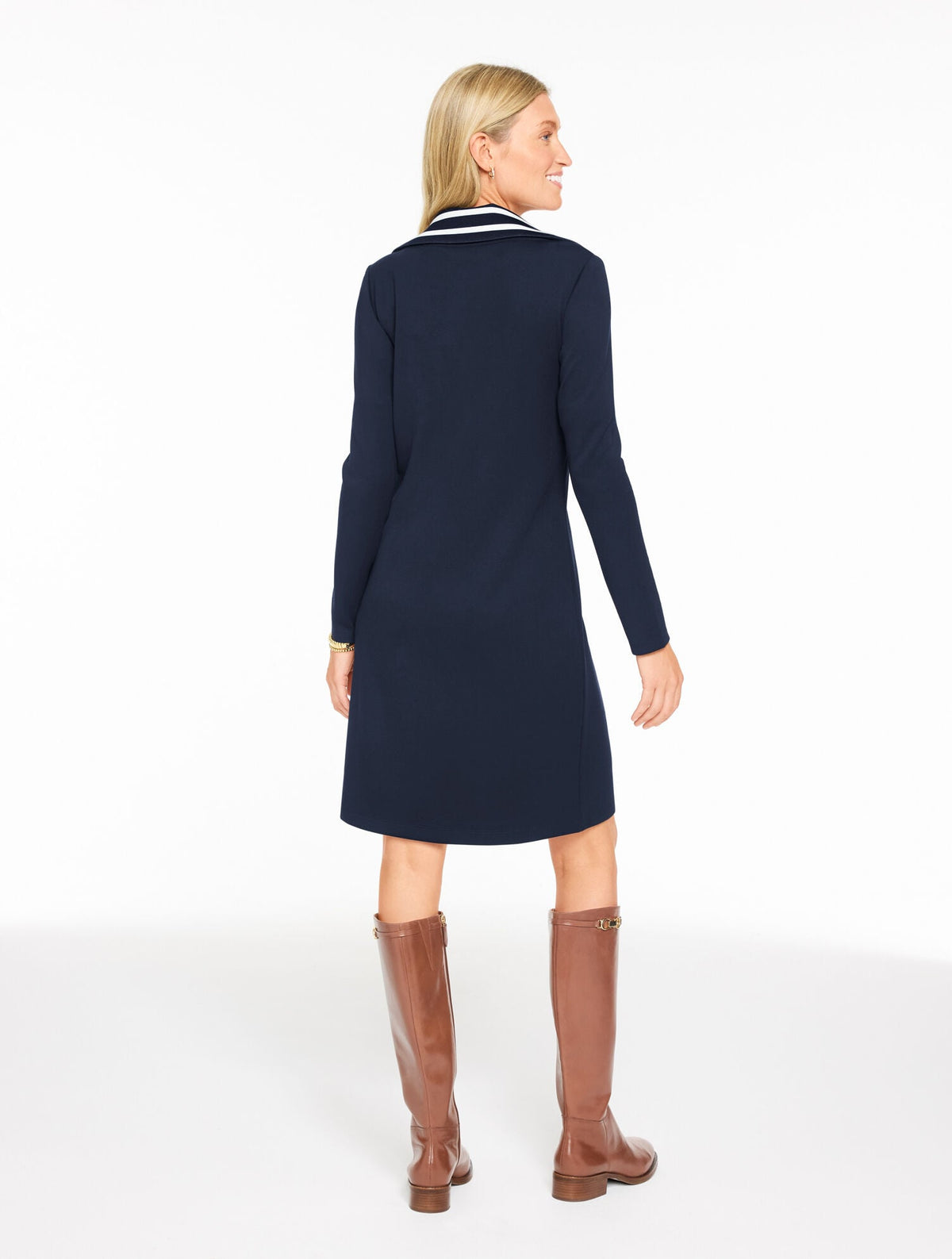 JOHNNY COLLAR KNIT SHIFT DRESS | Talbots