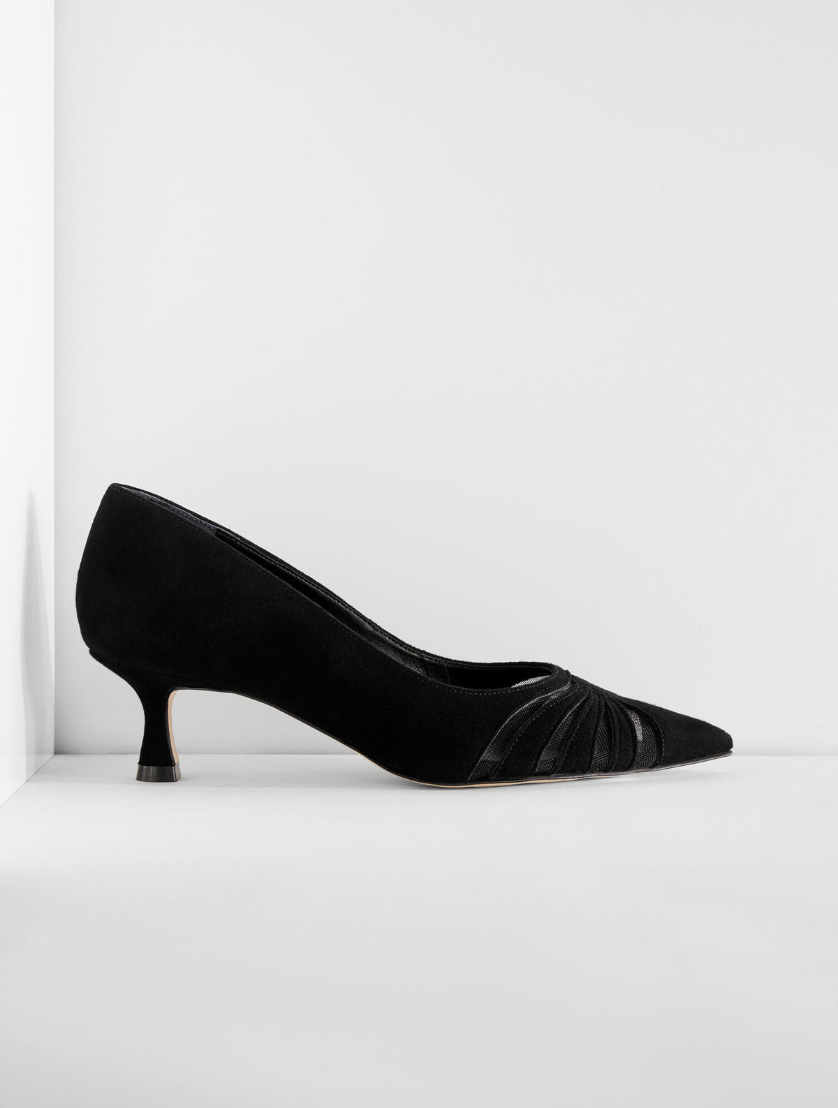EMBER MESH SUEDE KITTEN HEEL PUMPS | Talbots