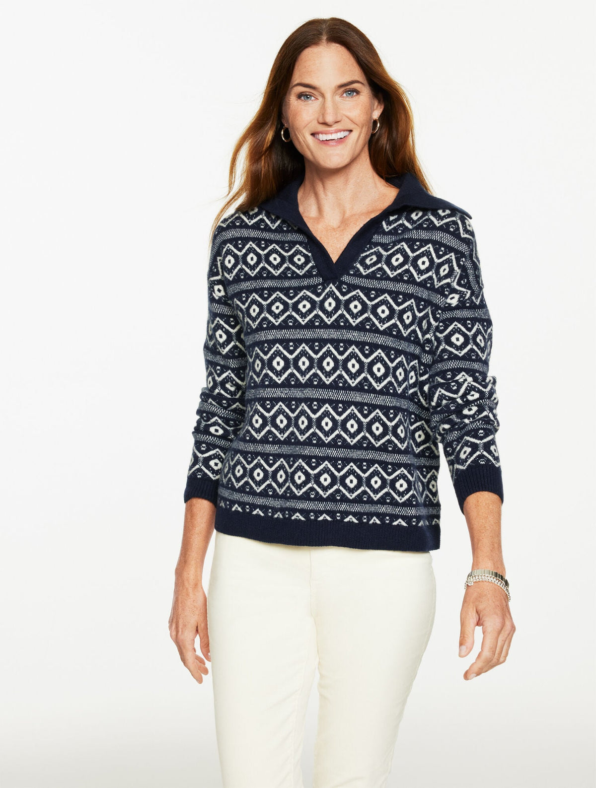 JOHNNY COLLAR PULLOVER - BICOLOR FAIR ISLE | Talbots