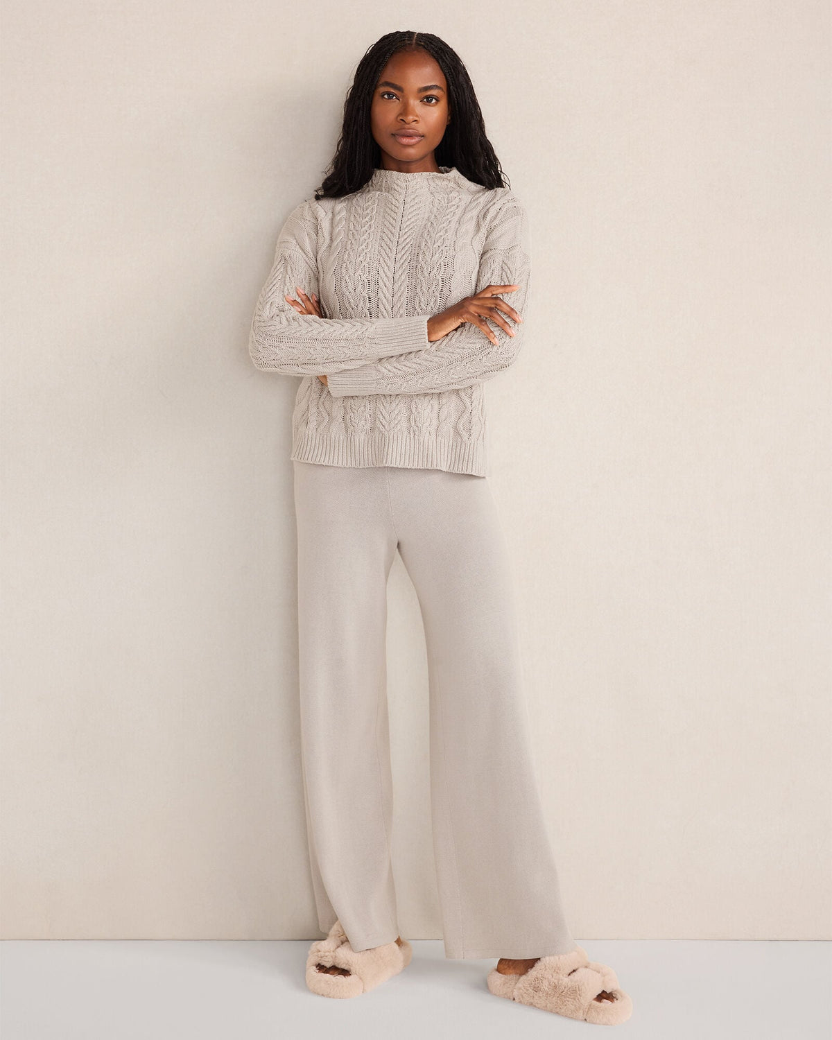 ORGANIC COTTON CABLE MOCKNECK SWEATER | Talbots