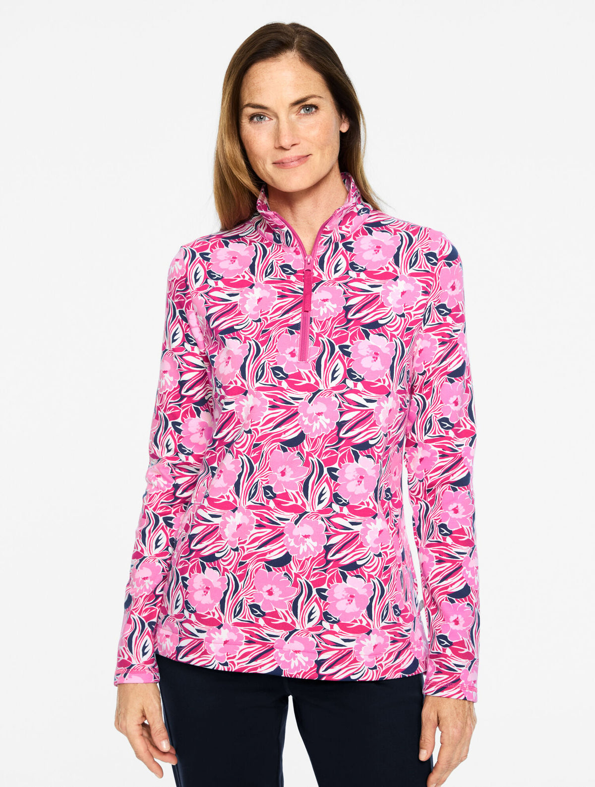 COZY CLOUD HALF-ZIP PULLOVER - DANCING FLORAL | Talbots