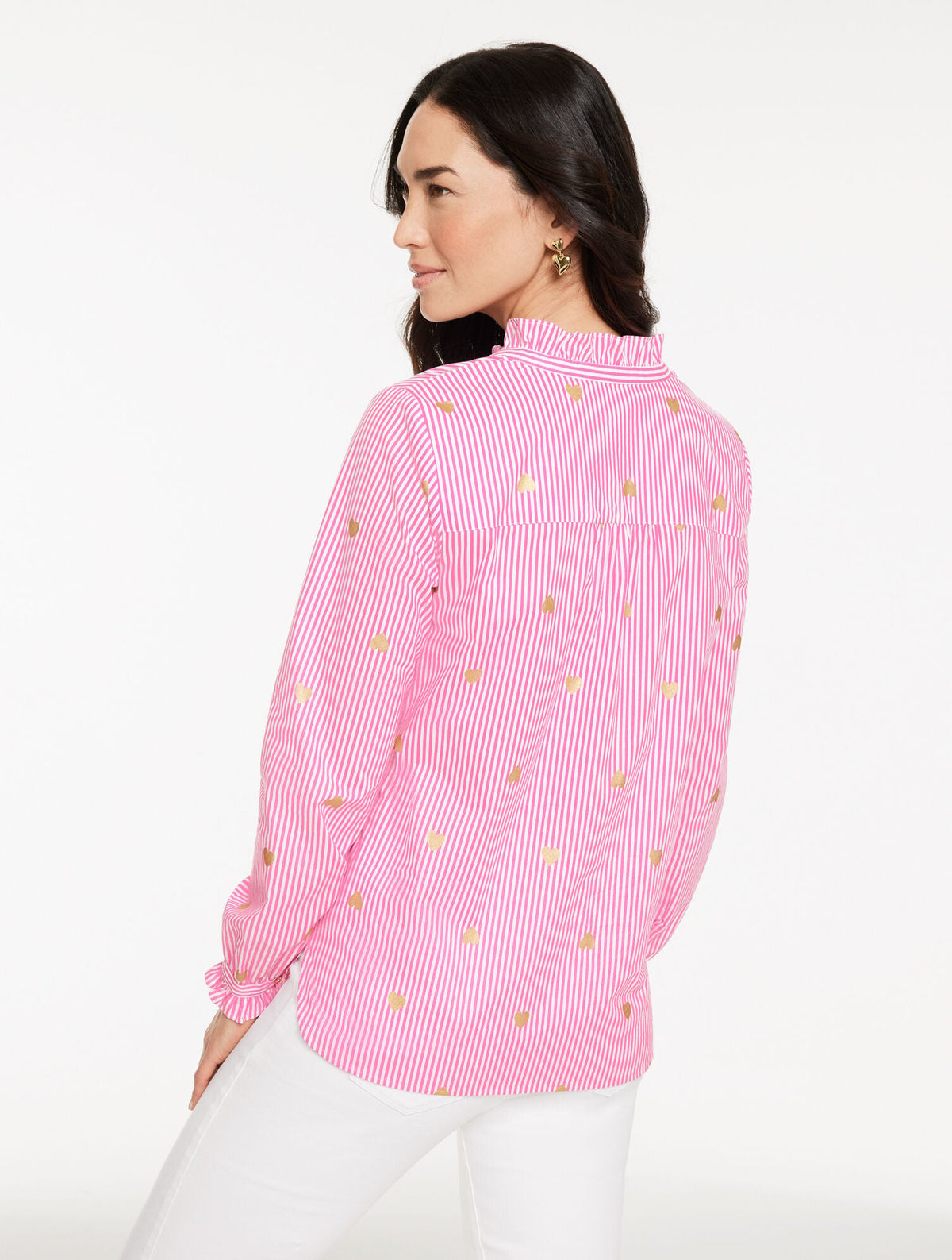 HEART STRIPE POPLIN TOP | Talbots