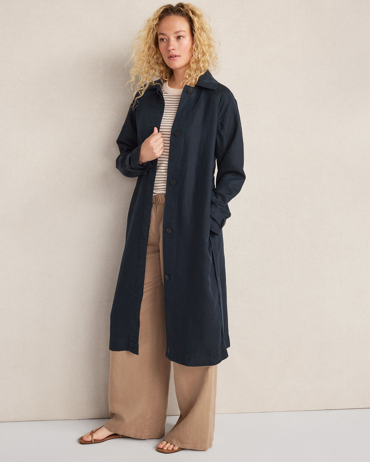 LINEN BLEND DOBBY TRENCH COAT | Talbots