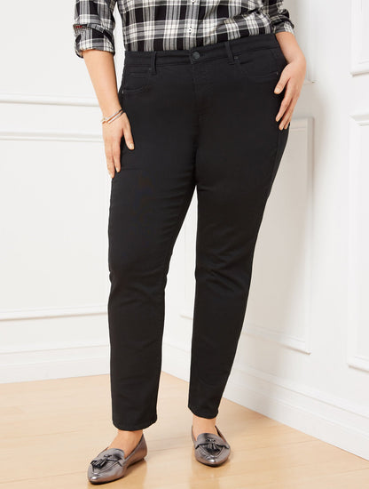 PLUS SIZE HIGH-WAIST STRAIGHT-LEG JEANS - BLACK | Talbots