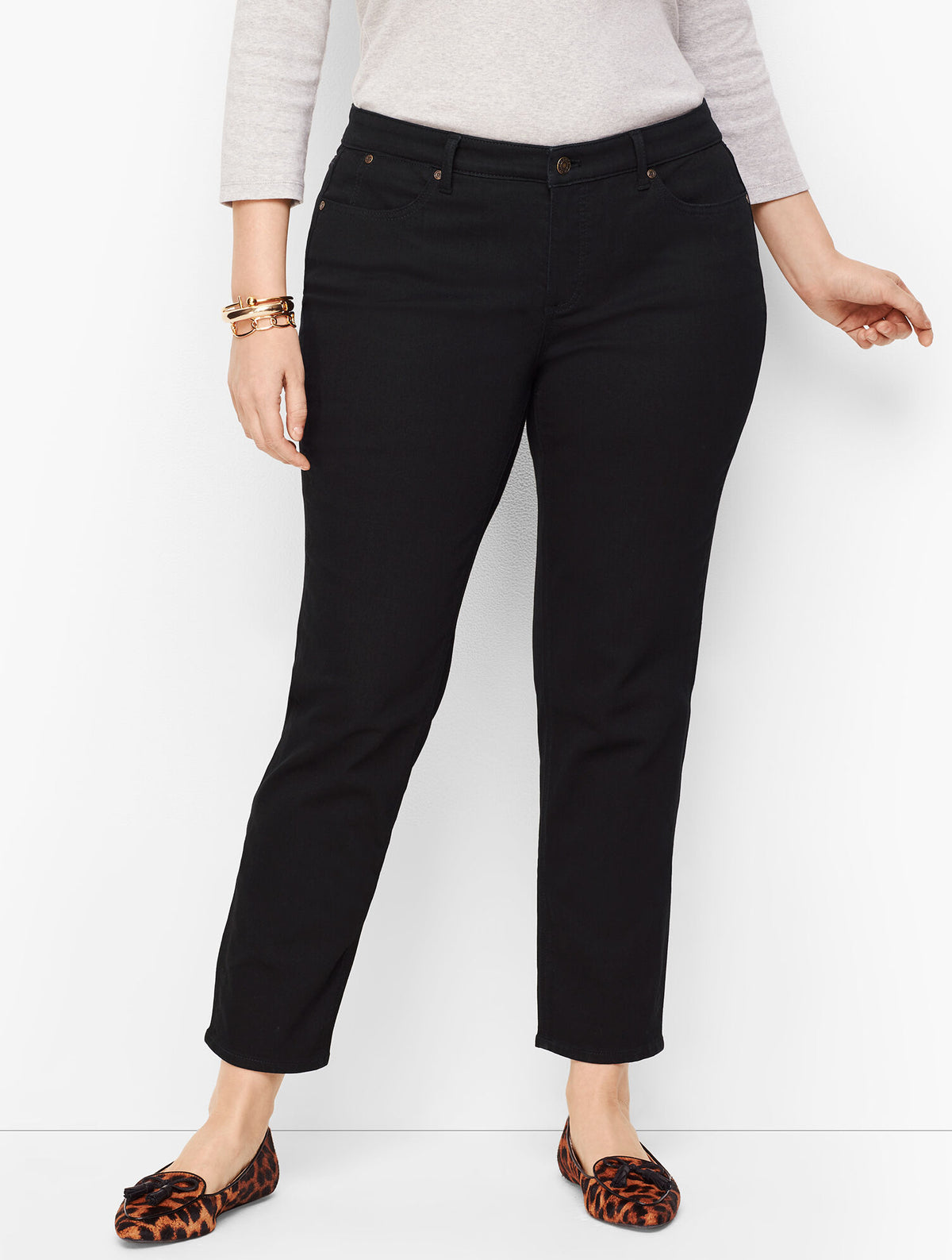 PLUS SIZE SLIM ANKLE JEANS - BLACK | Talbots