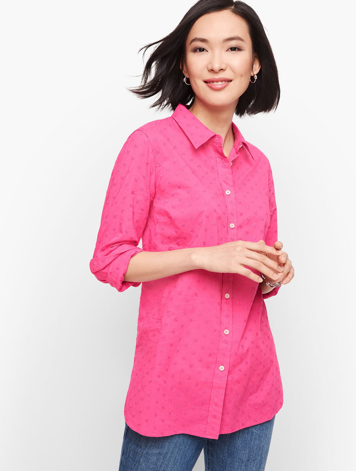 CLASSIC COTTON SHIRT - FLORAL DOT | Talbots