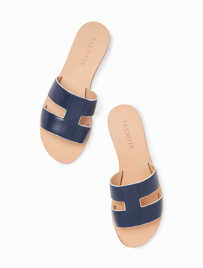 HANNAH VACHETTA LEATHER SLIDES | Talbots