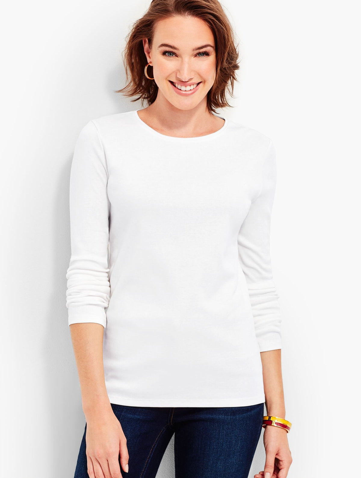 PIMA COTTON LONG-SLEEVE CREWNECK TEE | Talbots
