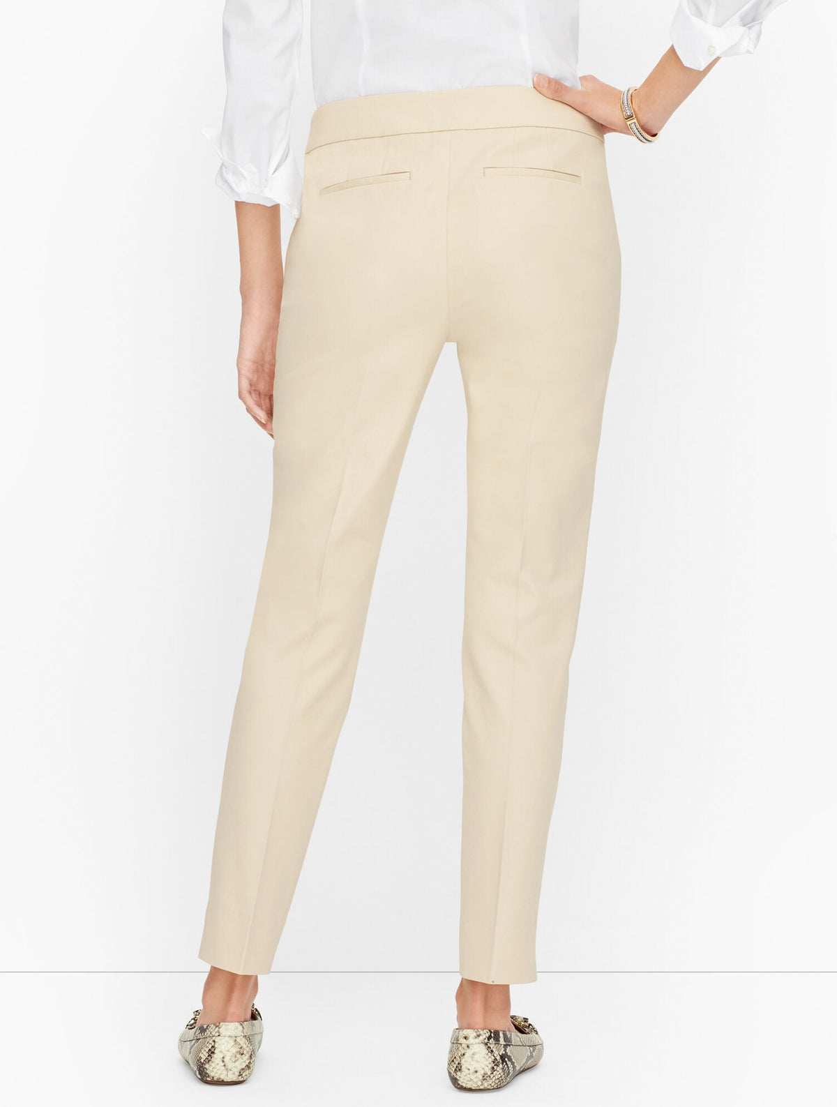 PLUS EXCLUSIVE TALBOTS CHATHAM COTTON BI-STRETCH SLIM ANKLE PANTS - SOLID - CURVY FIT | Talbots