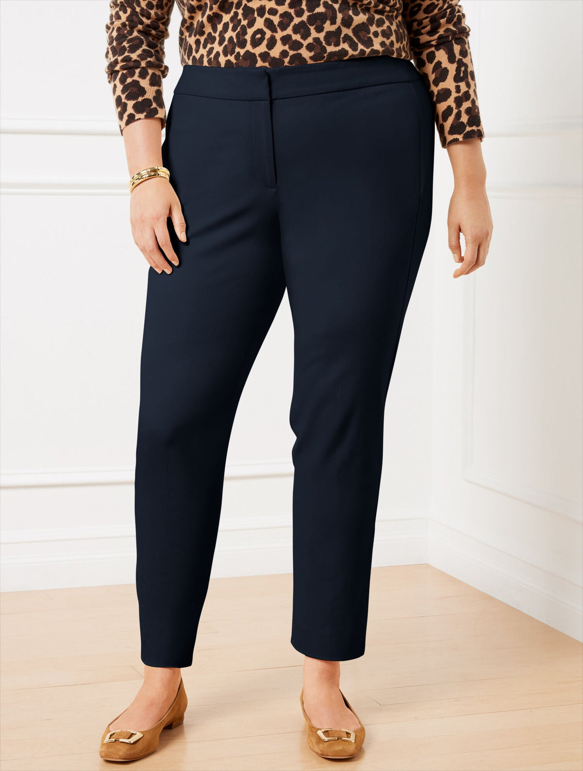 PLUS EXCLUSIVE TALBOTS CHATHAM COTTON BI-STRETCH SLIM ANKLE PANTS - SOLID - CURVY FIT | Talbots
