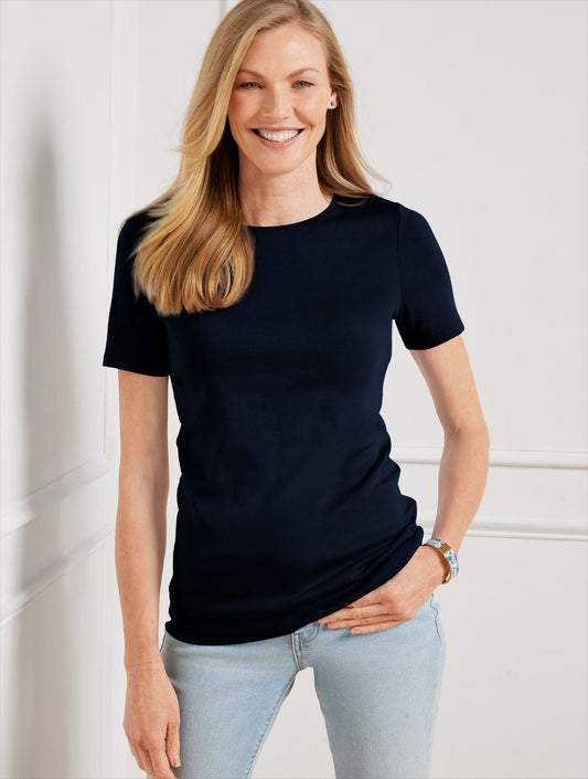 PIMA COTTON CREWNECK TEE | Talbots