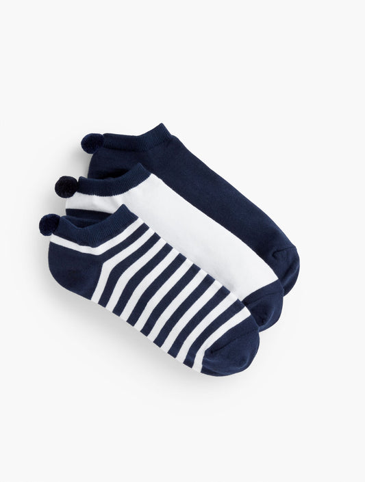THREE PAIR POM POM SOCKS | Talbots