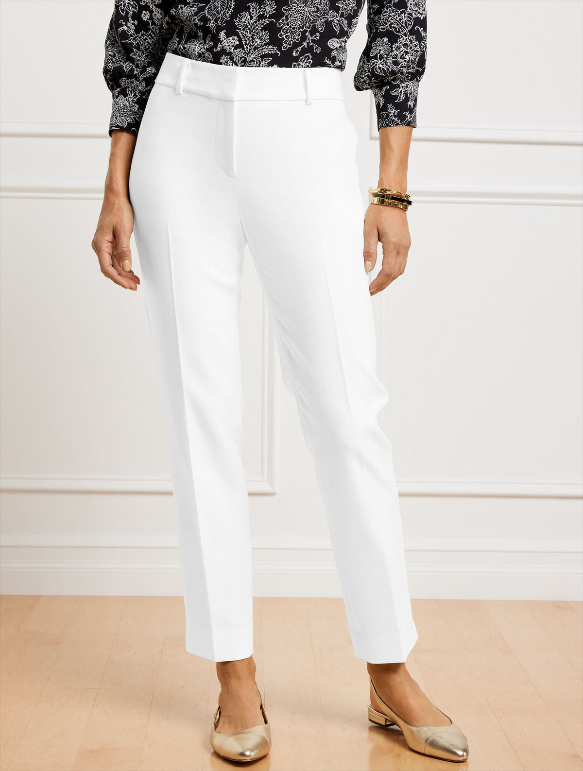 TALBOTS HAMPSHIRE LIGHTWEIGHT DOUBLE CLOTH STRAIGHT ANKLE PANTS - LINED | Talbots