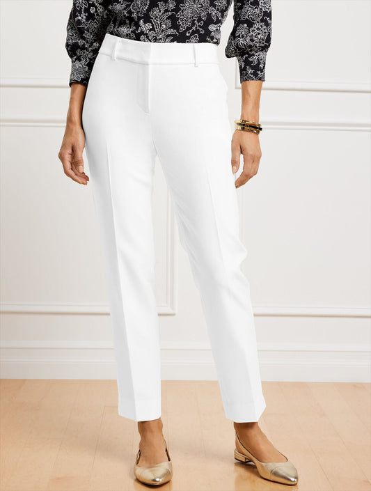 TALBOTS HAMPSHIRE LIGHTWEIGHT DOUBLE CLOTH STRAIGHT ANKLE PANTS - LINED | Talbots