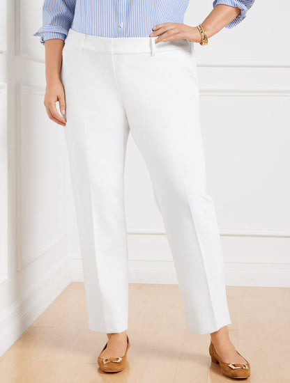TALBOTS HAMPSHIRE LIGHTWEIGHT DOUBLE CLOTH STRAIGHT ANKLE PANTS - LINED - CURVY FIT | Talbots