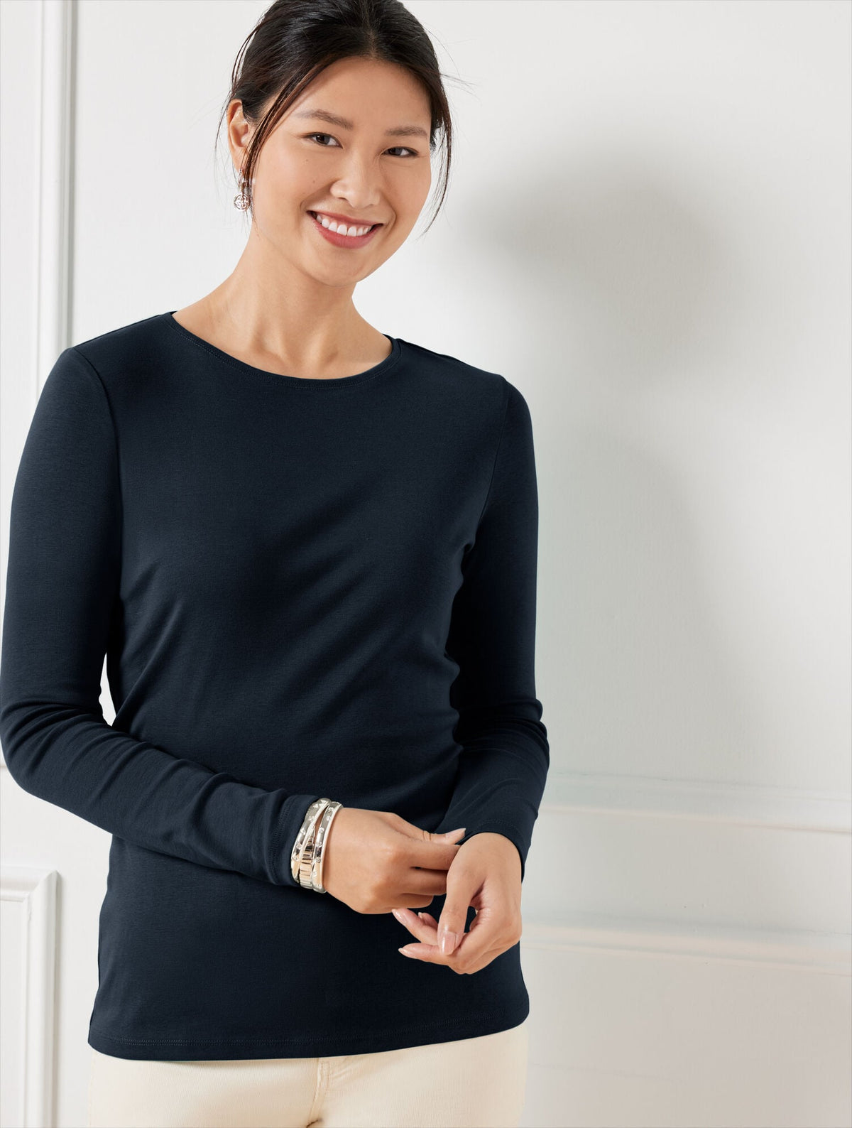 PIMA CREWNECK TEE - SOLID | Talbots
