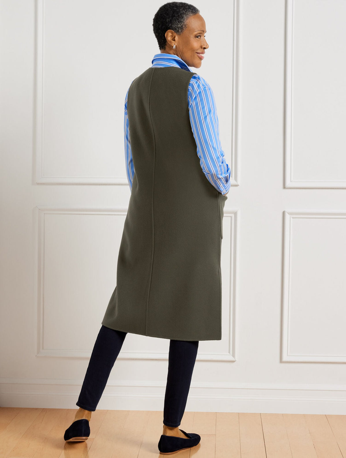 DOUBLE-FACED WOOL BLEND VEST TOPPER | Talbots