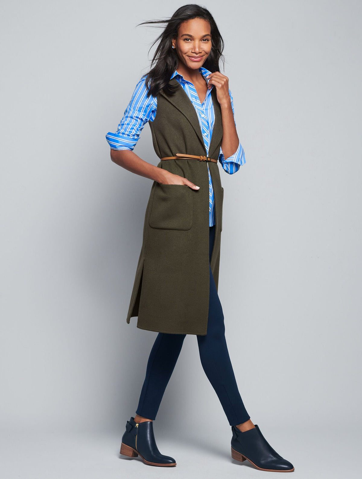 DOUBLE-FACED WOOL BLEND VEST TOPPER | Talbots