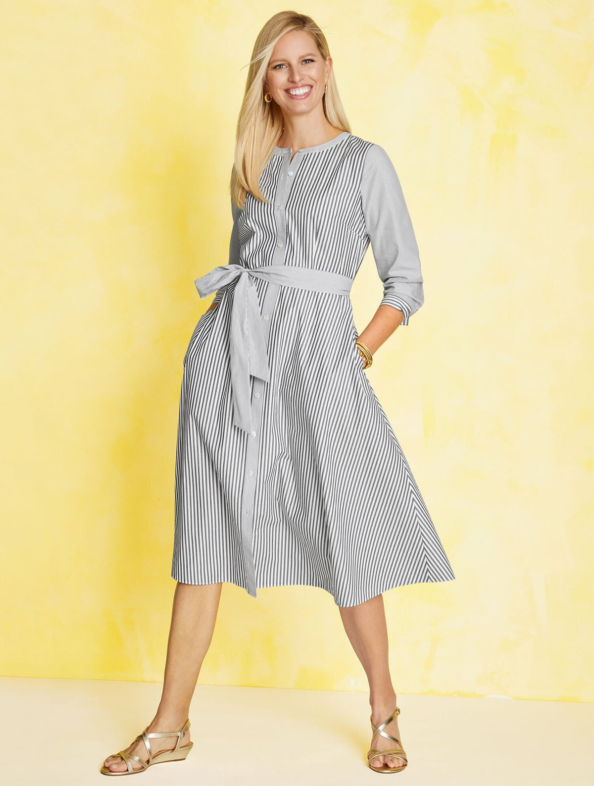 BELTED SHIRTDRESS - DAISY STRIPE | Talbots