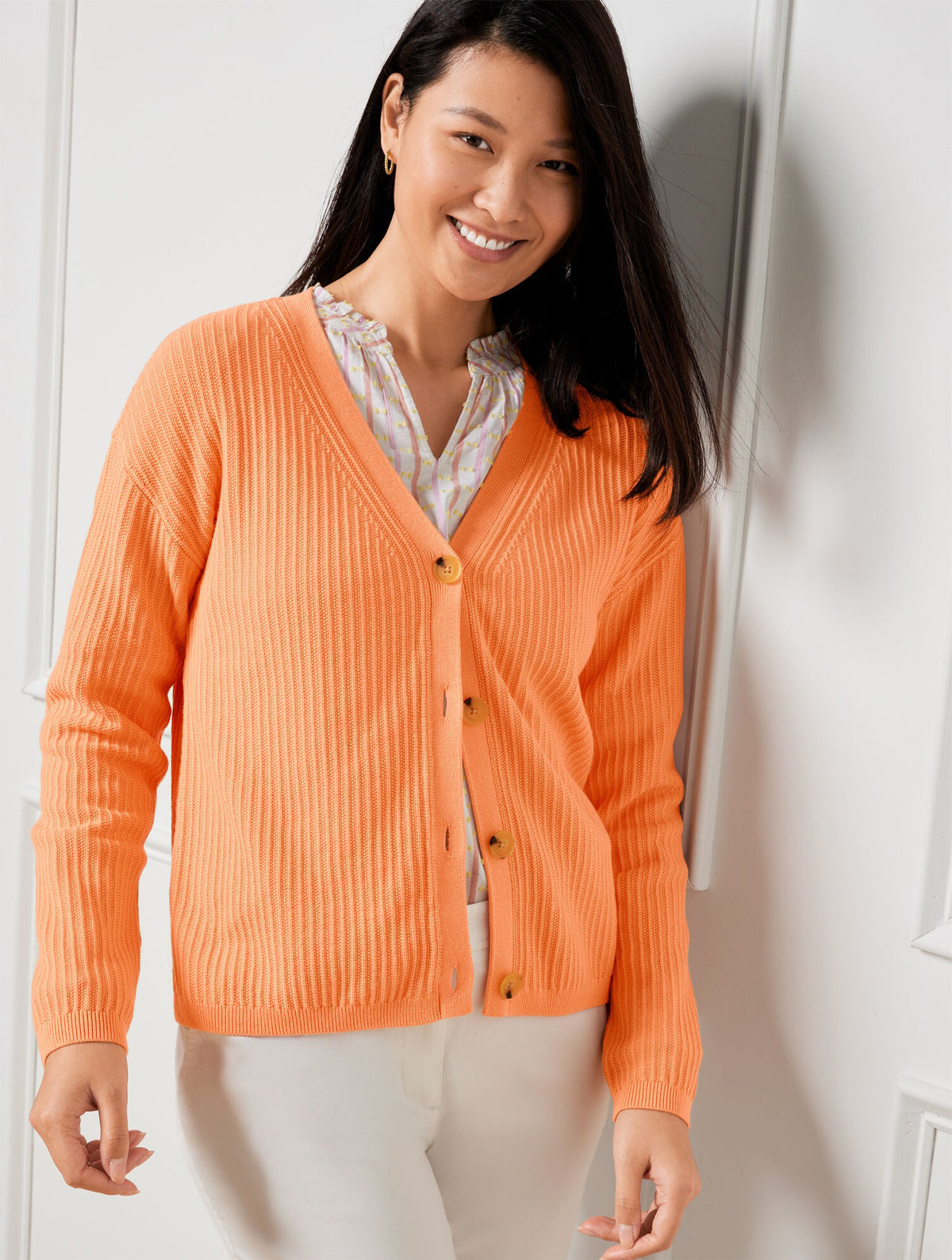 RIBBED V-NECK CARDIGAN | Talbots