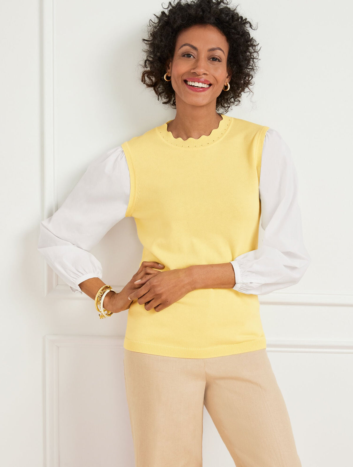 WOVEN SLEEVE PULLOVER | Talbots