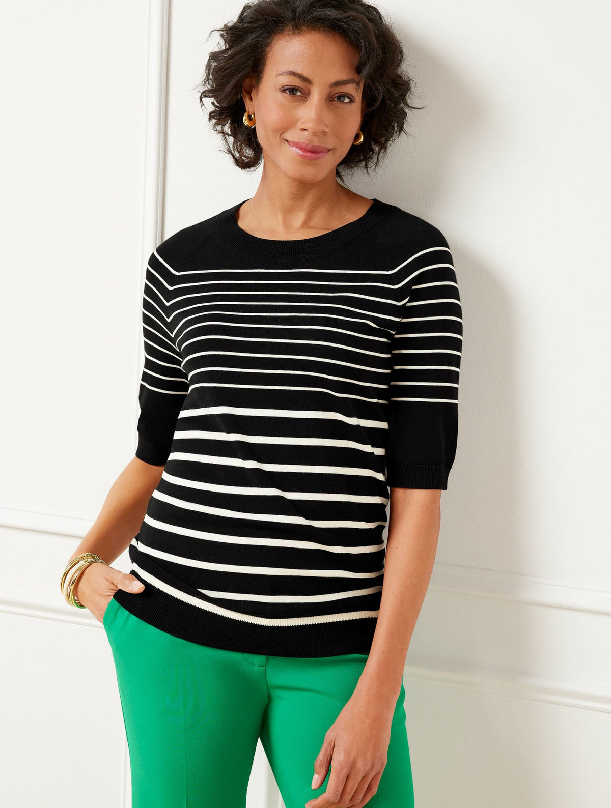 ELBOW SLEEVE PULLOVER - VARIEGATED BRETON | Talbots