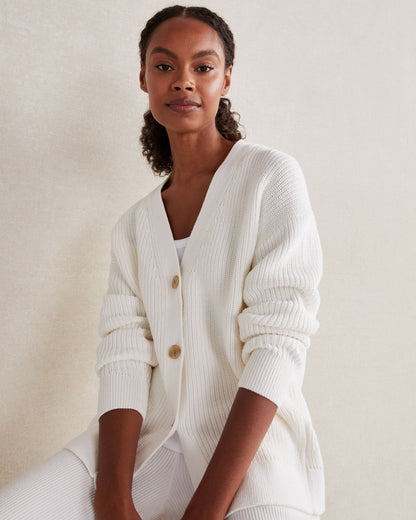 ORGANIC COTTON SHAKER STITCH CARDIGAN | Talbots