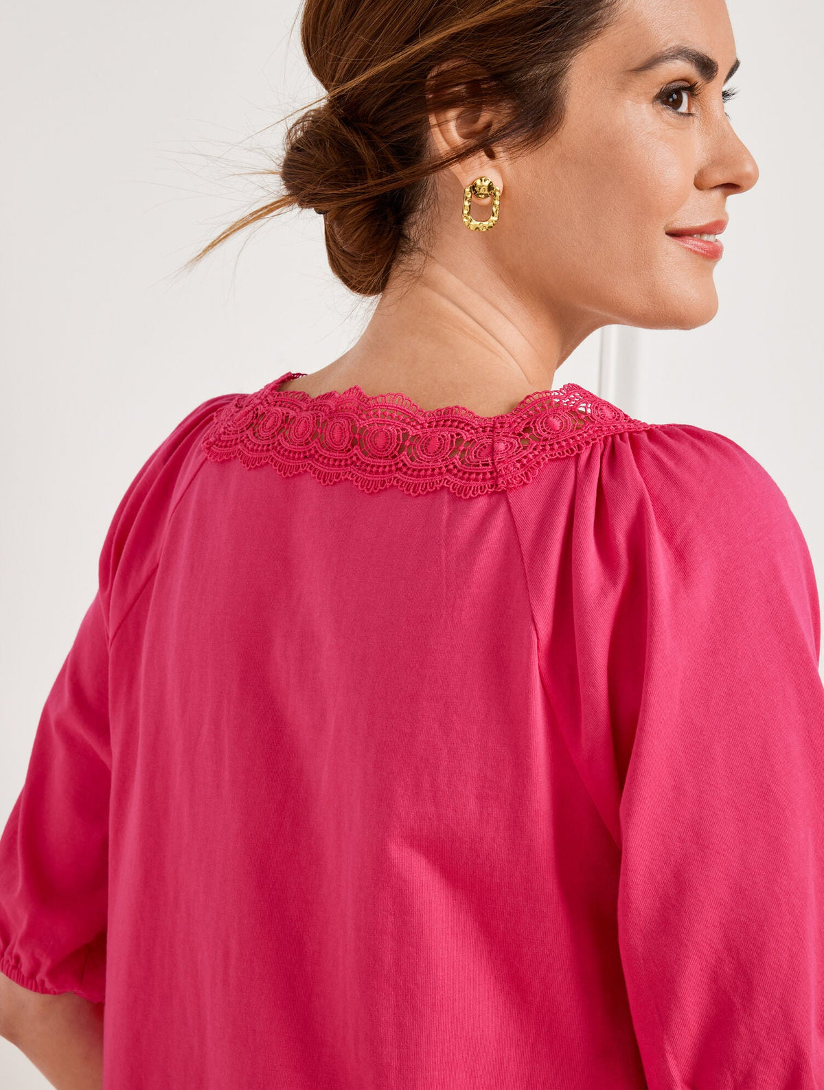 LACE TRIM SQUARE NECK TOP | Talbots